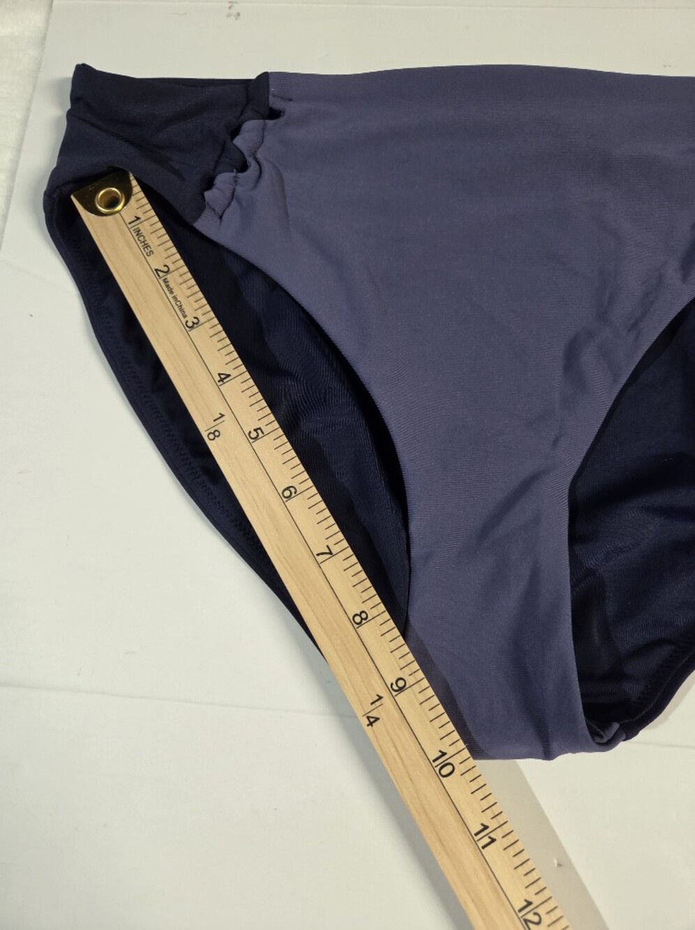 Two-Tone Navy and Purple Front High-Cut Bikini - Picture 4 of 16